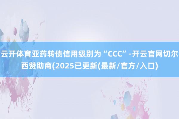 云开体育亚药转债信用级别为“CCC”-开云官网切尔西赞助商(2025已更新(最新/官方/入口)